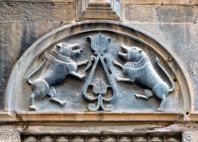 Lions carving