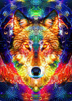 Space Wolf Colorful Art