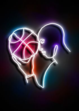 basketball neon art