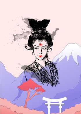 Geisha in asia nature