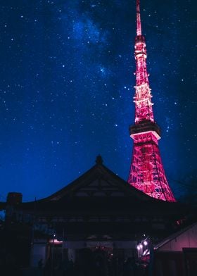 Stars above Tokyo Tower
