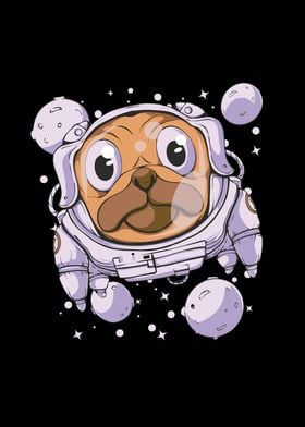 Pug dog space astronaut