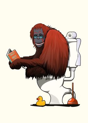 Orangutan on the Toilet