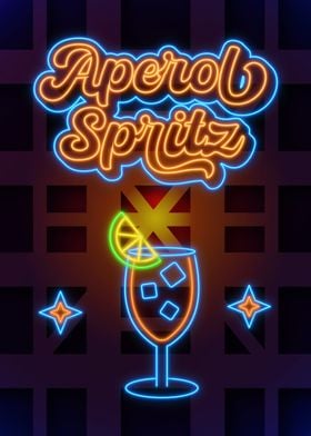 Aperol Spritz Neon Poster