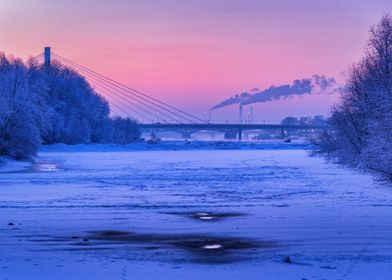 Frozen River At Dawn