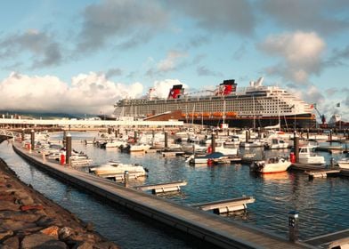 Cruise ship and marina