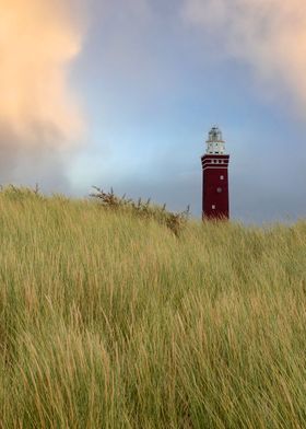 Lighthouse with beach gras