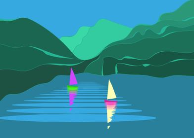 Sailing Boats Mountains