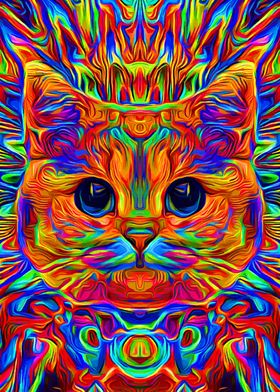 'Psychedelic Cat colorful' Poster by MasterHead | Displate