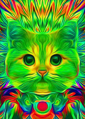 Psychedelic Cat Trippy Art