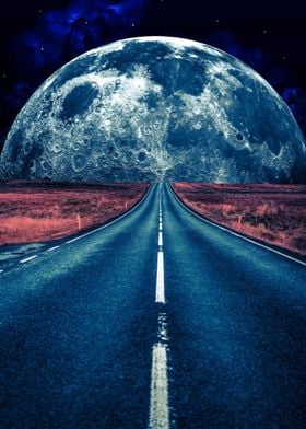 Road And Big Moon