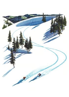 Displate - Poster en Métal - Monté sur Aimant - Ice Age - Scrat Skiing -  Taille M - 32x45cm