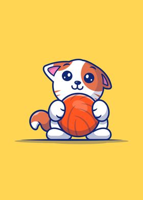 Cute Cat Playing Ball