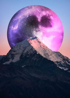 purple moon and mountain