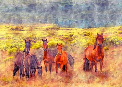 Horses Painting Art