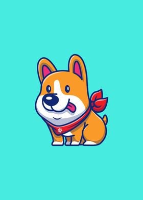 Cute Corgi Sitting Cartoon