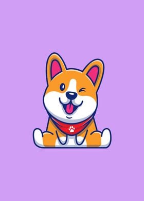 Cute Corgi Sitting Cartoon