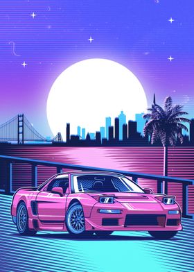 nsx jdm car synthwave vibe