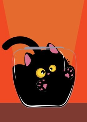 Black cat in glass bowl