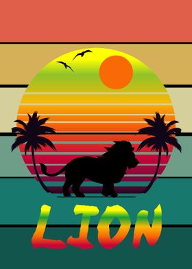 retro popart lion