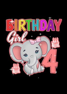 Birthday Girl 4 Elephant