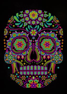skull huichol mexico art