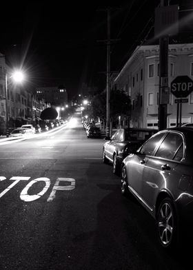 STOP line on lonely road