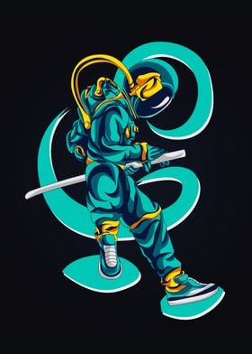 Neon Samurai Astronaut