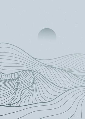 Abstract Mountain line art