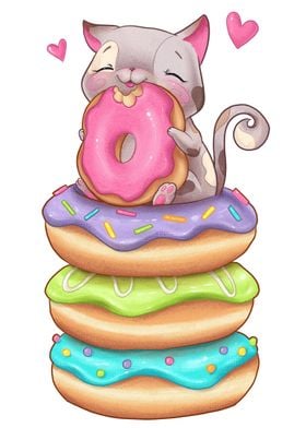 Cat loves Donuts
