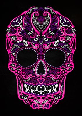 skull aztec mexico pink
