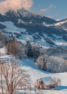 Swiss Farm in Winter