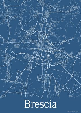 Brescia Italy Blue Map