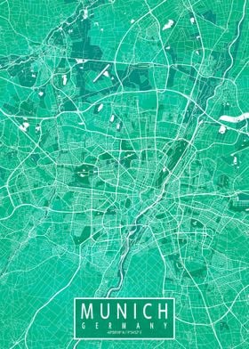 Munich City Map Watercolor