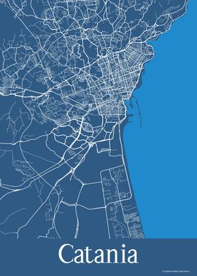 Catania Italy Blue Map