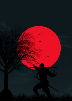 Samurai Solo Red Moon