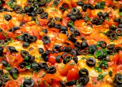 Pizza with black olives