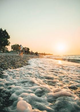 Sunset on greek beach