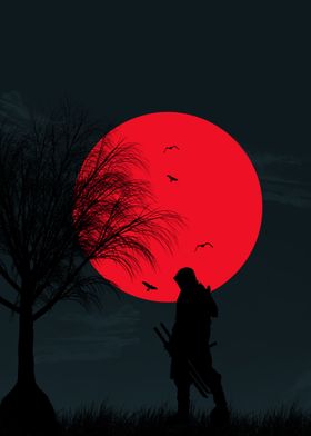 Samurai Solo Red Moon