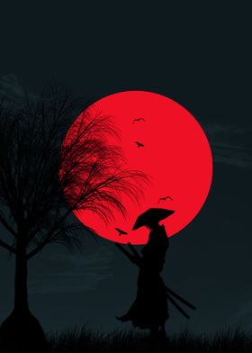 Samurai Solo Red Moon