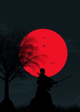 Samurai Solo Red Moon