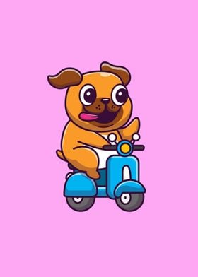 Cute Dog Riding Scooter