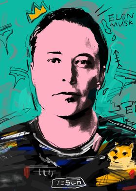 Elon Musk art crown Doge