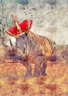 The Rhino King Watercolor