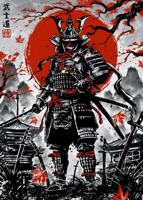 Japanese Samurai Ink Wash