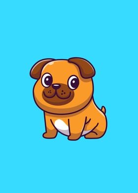 Cute Dog Sitting Cartoon