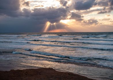 dramatic clouds over sea