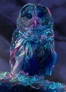Surreal Fractal Owl