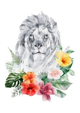 Watercolor Sketch Lion