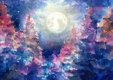 moon light water color